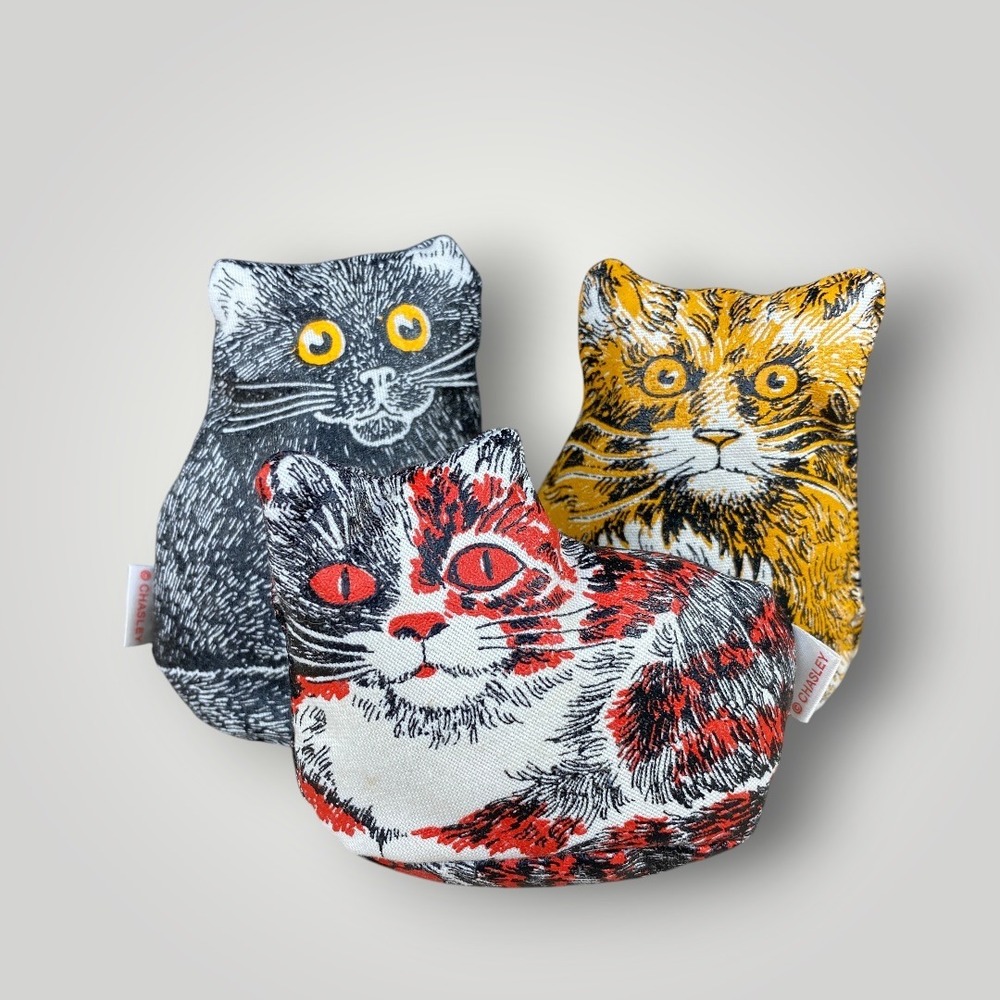 Chasley Catsup Juggling Cat Bean Bags Set of 3 1986 Cat Collectibles Desk Decor - Picture 2 of 9